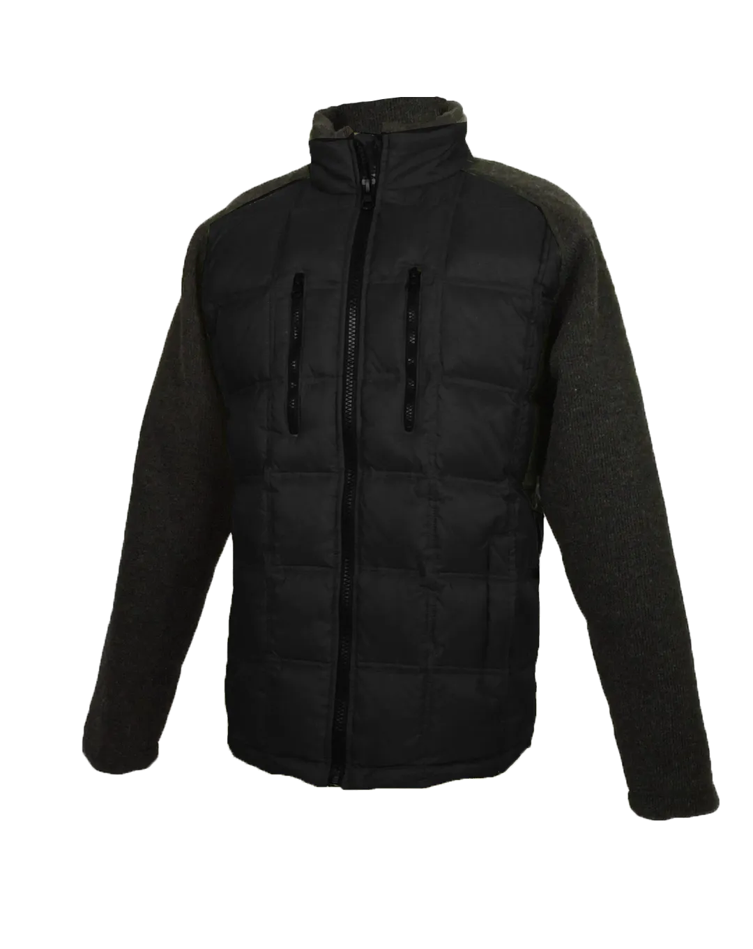 ASHORE MENS DOWN AND SWEATER SOFTSHELL HYBRID JACKETS IN BLACK