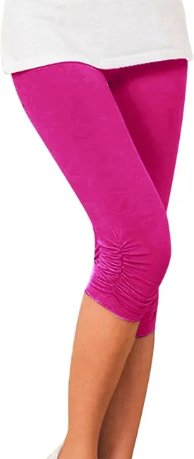 Capri Leggings for Women 2025 Lightweight Stretch Knee Length Leggings Summer Casual Workout Plus Size Yoga Pants