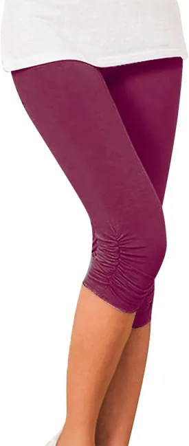 Capri Leggings for Women 2025 Lightweight Stretch Knee Length Leggings Summer Casual Workout Plus Size Yoga Pants