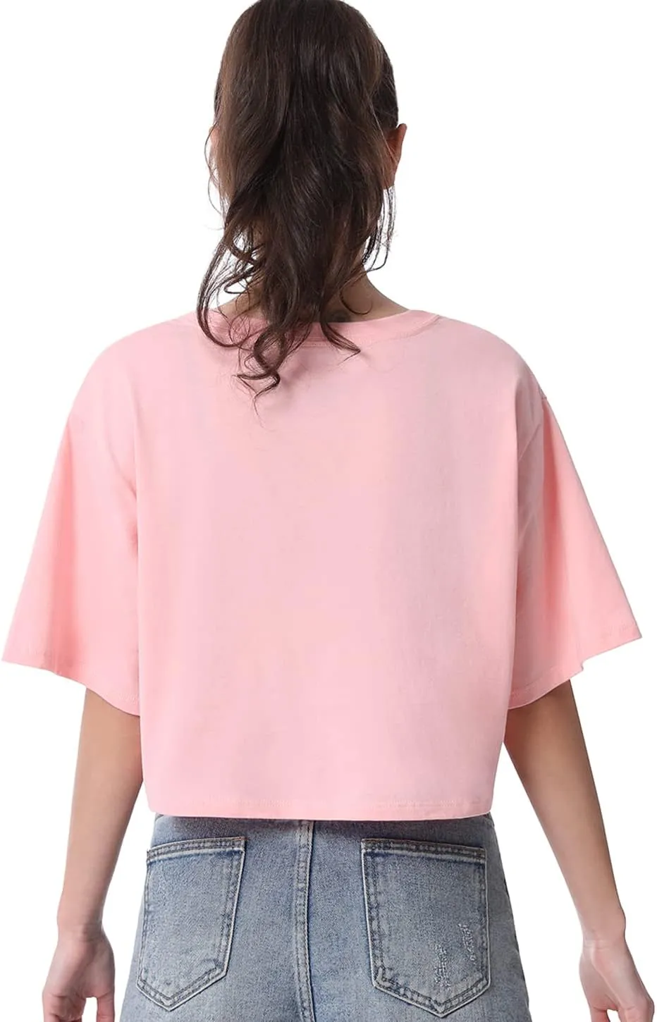 Cosy Pyro 4-Pack Women's Cotton Crop T-Shirts Short Sleeve Solid Cropped Athletic Top Round Neck Casual Workout Yoga Tees