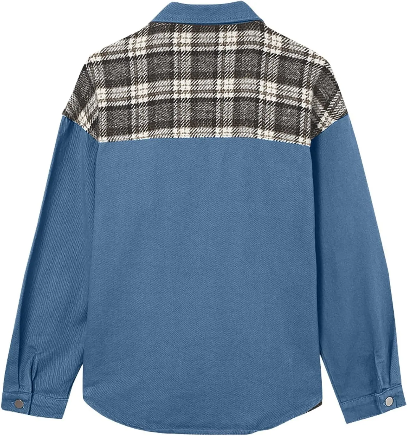 Denim Jackets for Women Casual Fall Fashion 2024 Plaid Shacket Long Sleeve Button Down Shirts Jackets Fall Outfits