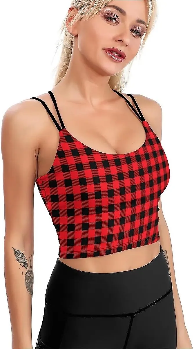 High Impact Sports Bras for Women Longline Padded Workout Running Crop Tops Support Yoga Tank Top