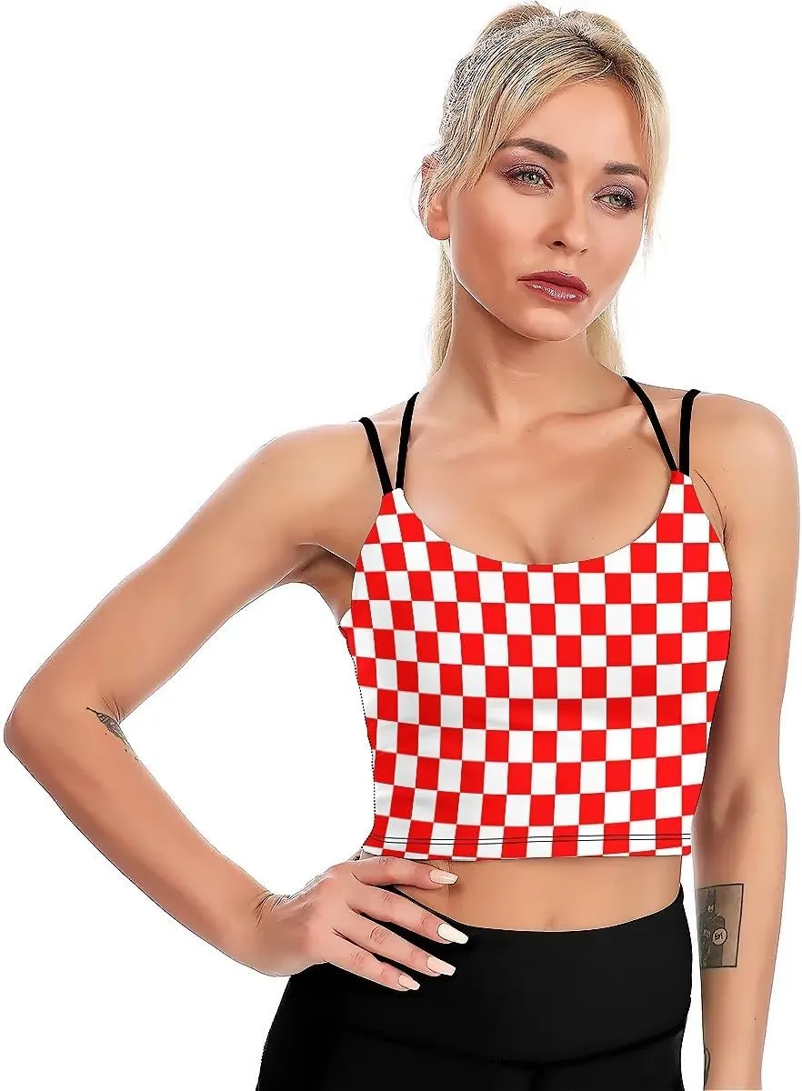High Impact Sports Bras for Women Longline Padded Workout Running Crop Tops Support Yoga Tank Top