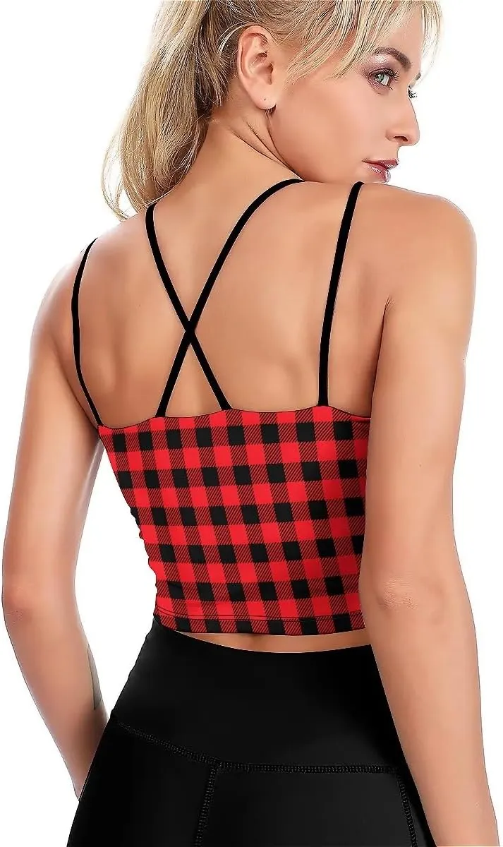 High Impact Sports Bras for Women Longline Padded Workout Running Crop Tops Support Yoga Tank Top