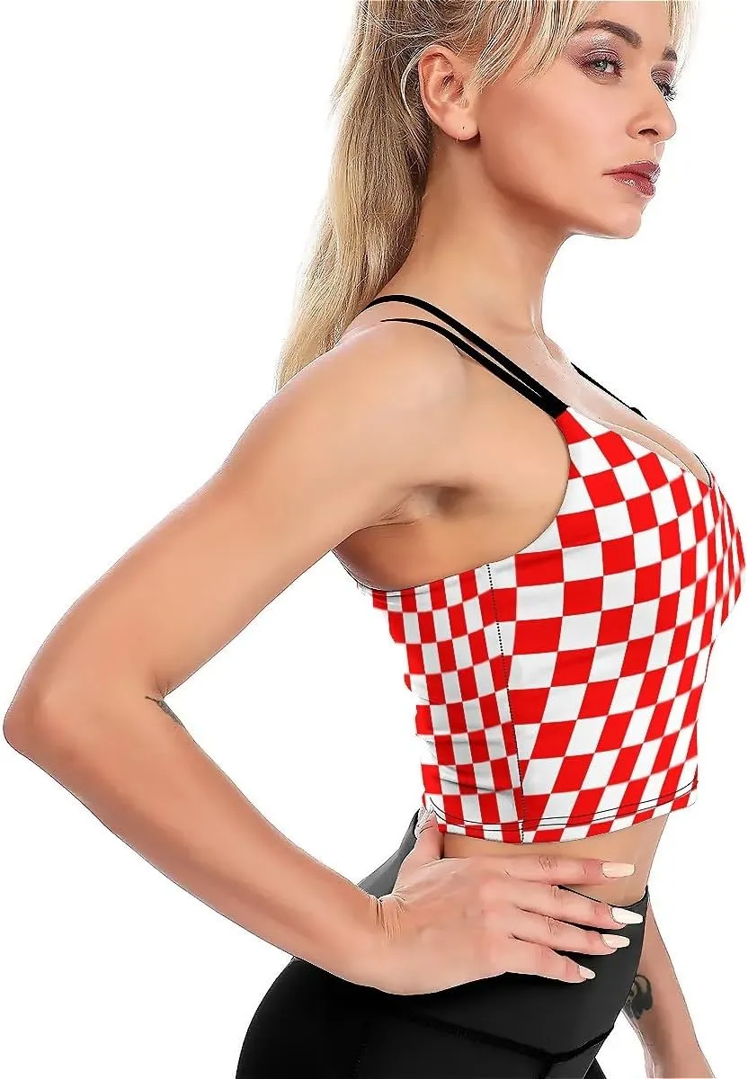 High Impact Sports Bras for Women Longline Padded Workout Running Crop Tops Support Yoga Tank Top