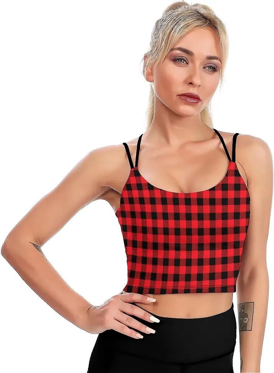 High Impact Sports Bras for Women Longline Padded Workout Running Crop Tops Support Yoga Tank Top