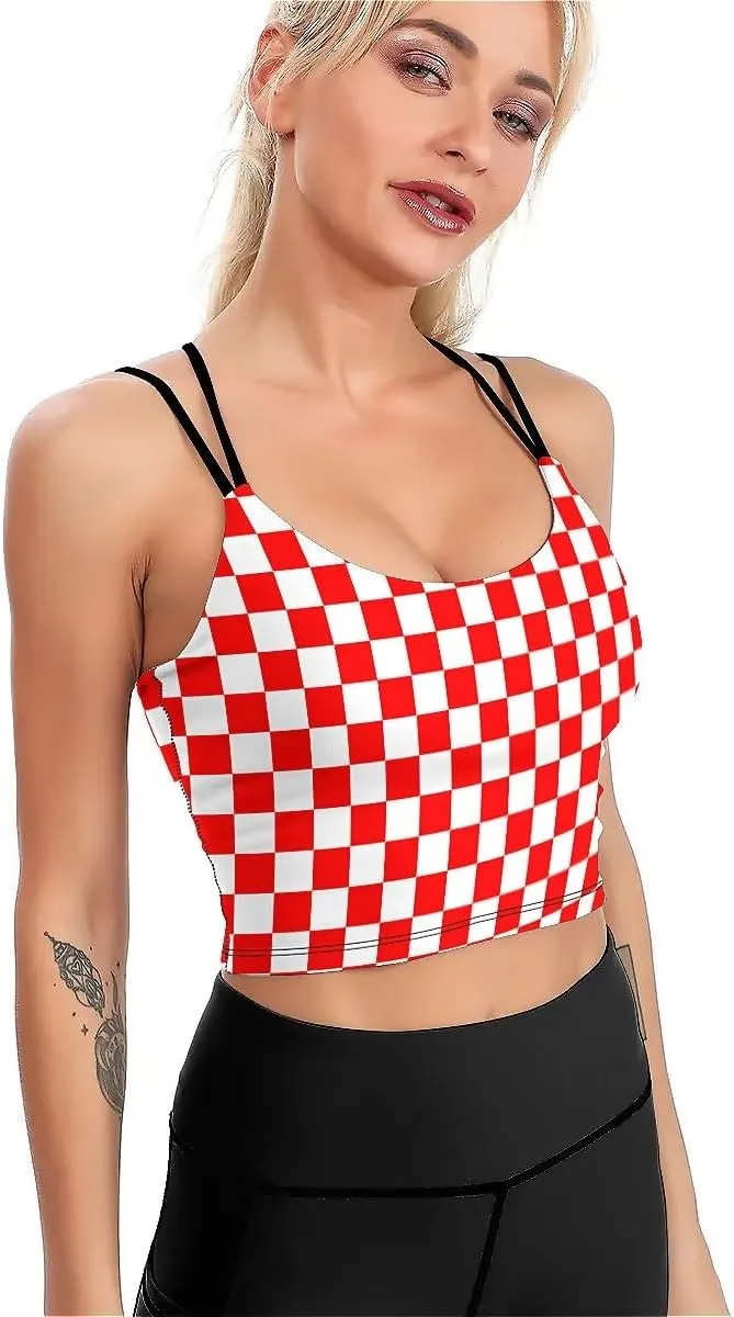 High Impact Sports Bras for Women Longline Padded Workout Running Crop Tops Support Yoga Tank Top