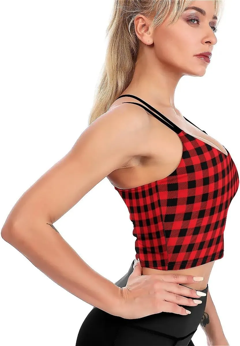 High Impact Sports Bras for Women Longline Padded Workout Running Crop Tops Support Yoga Tank Top