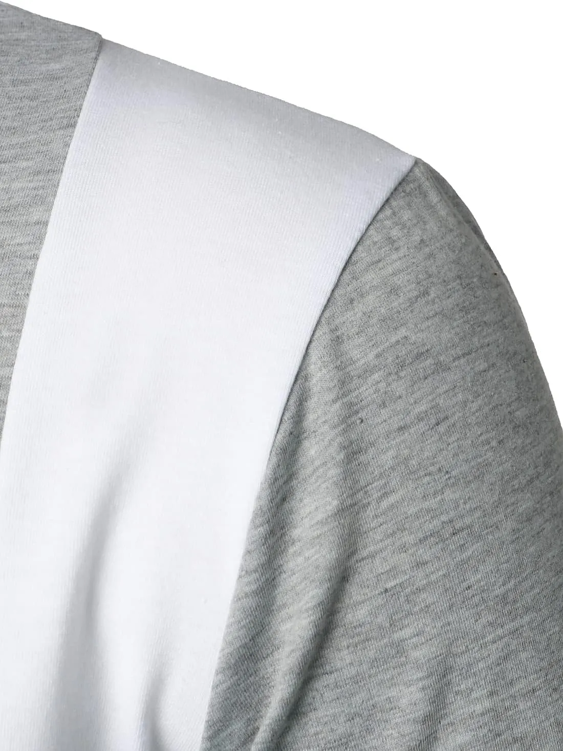 HOOD CREW Mens Long Sleeve Polo Shirts Fashion Color Block Zipper T Shirts