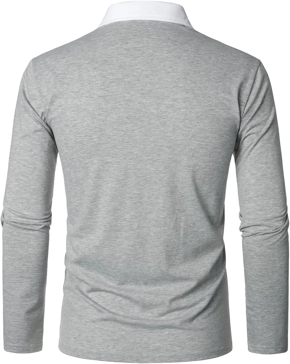 HOOD CREW Mens Long Sleeve Polo Shirts Fashion Color Block Zipper T Shirts