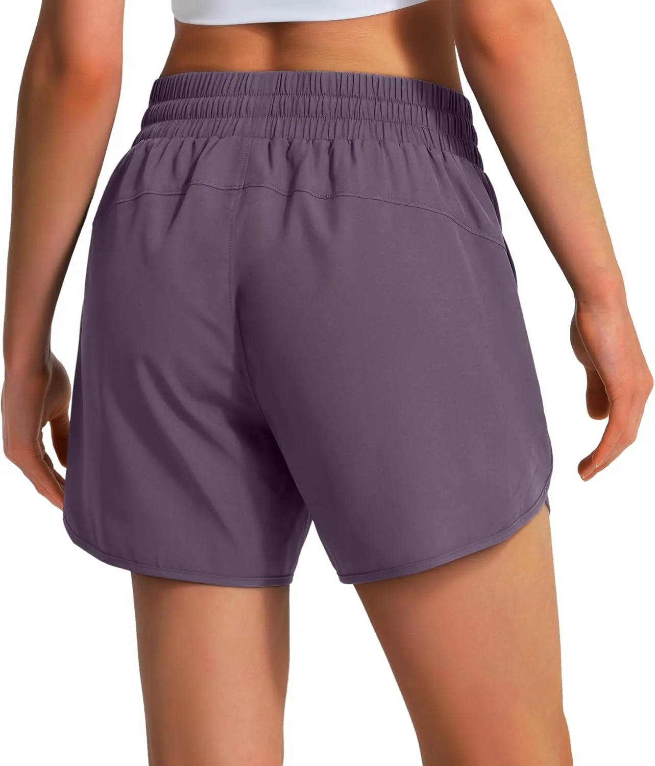 Ksmien Women's 5" Athletic Running Shorts Quick Dry Lightweight Workout Gym Shorts with Zipper Pockets UPF 50 