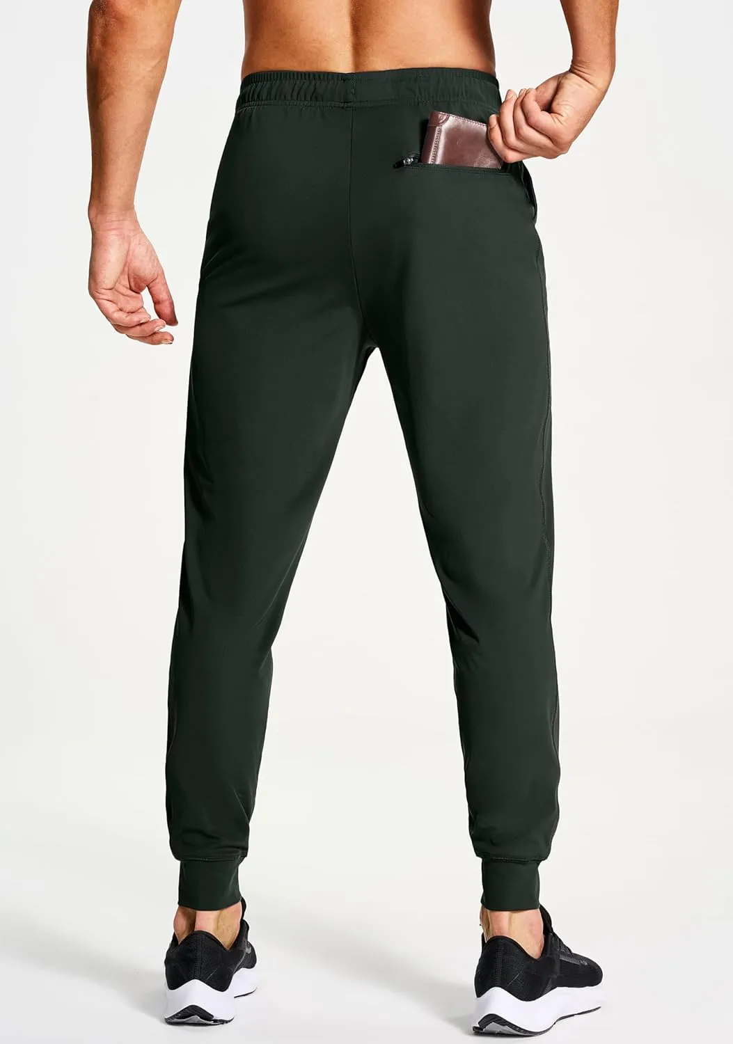 Men's Athletic Joggers Stretch Sweatpants with Zipper Pockets Running Workout Gym Track Golf Pants for Men