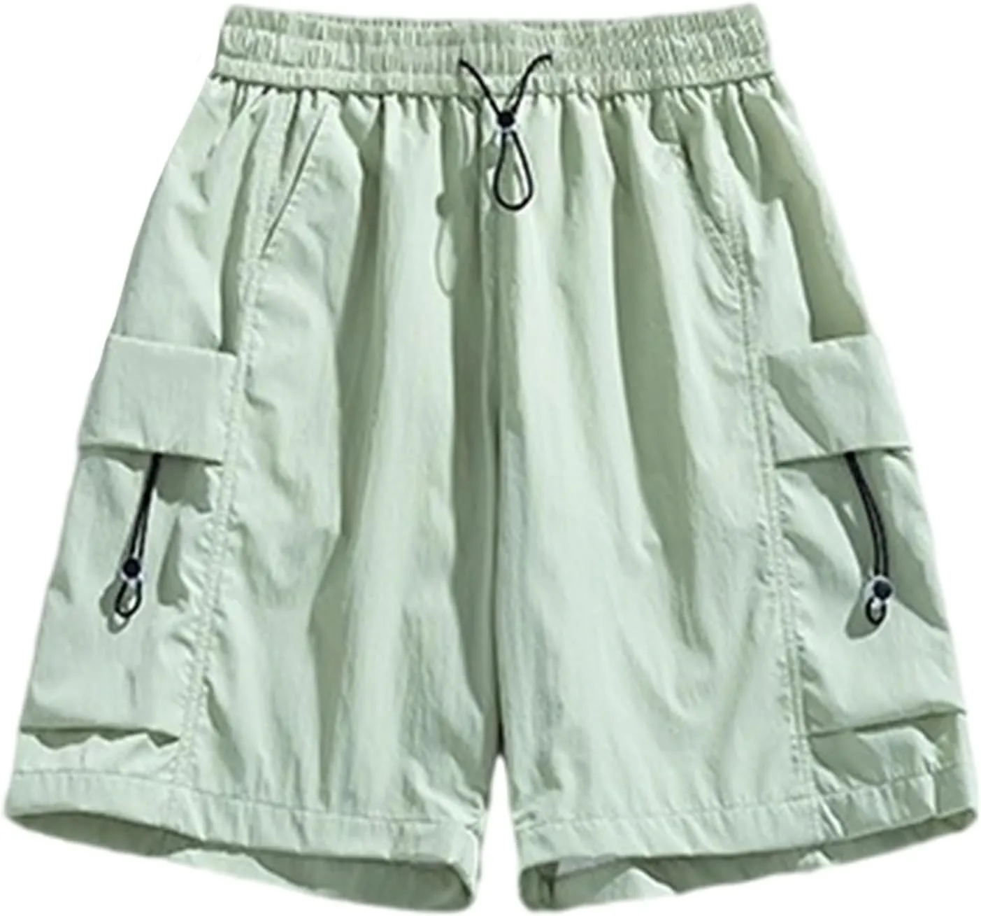 Mens Shorts Cargo Elastic Waist Lightweight Straight Leg Work Shorts Relaxed Fit Multi Pockets Travel Hiking Pants
