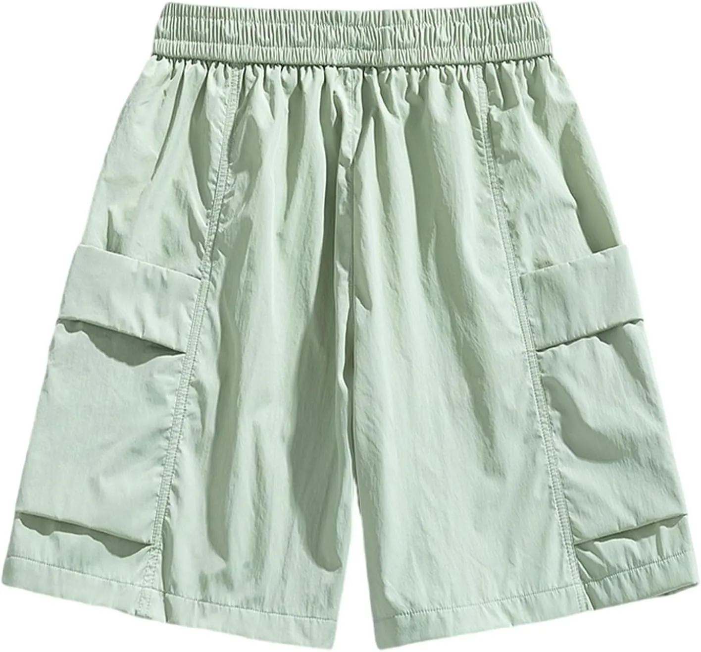 Mens Shorts Cargo Elastic Waist Lightweight Straight Leg Work Shorts Relaxed Fit Multi Pockets Travel Hiking Pants