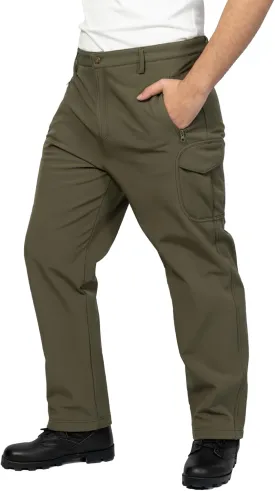Men's Waterproof Softshell Fleece-Lined Cargo Pants for Snow, Skiing, Hiking, Outdoor Sports