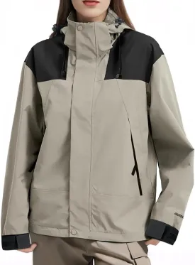 NANJUN Womens Waterproof Rain jacket Lightweight Packable Hooded Windbreaker Softshell Raincoat for Hiking Travel Outdoor