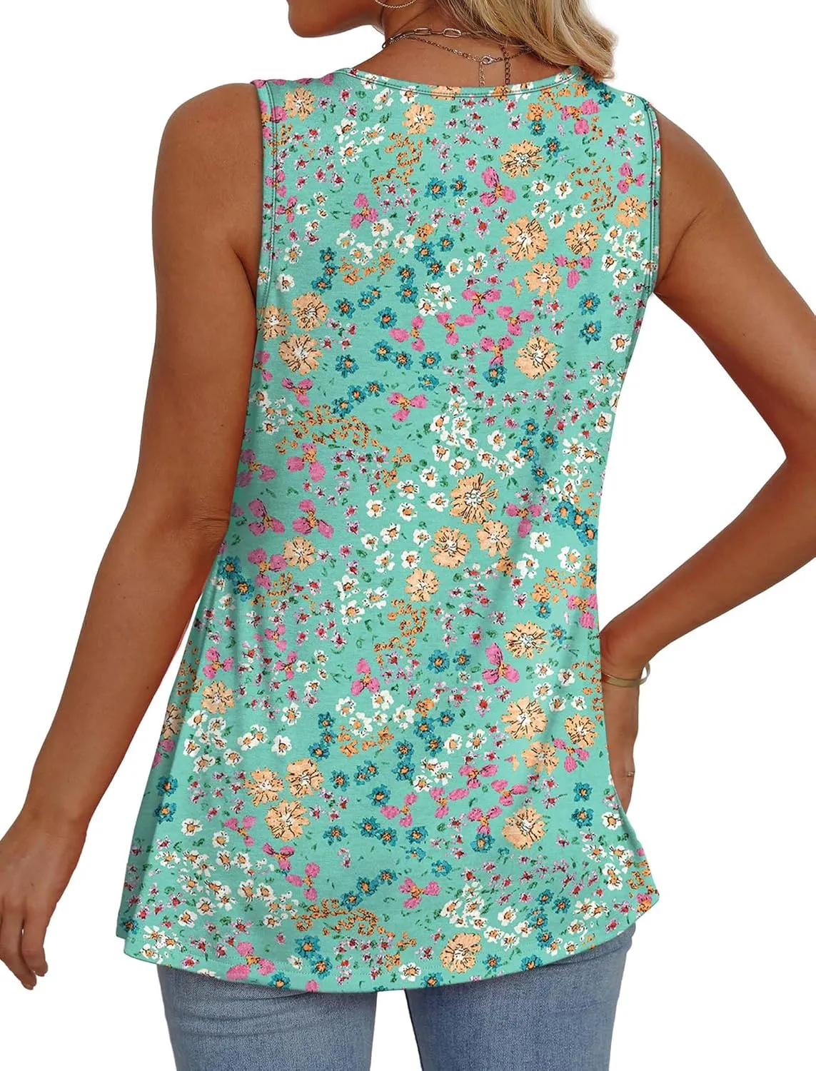 OFEEFAN Womens Tank Tops 2025 Flowy Peplum Tops for Women Dressy Sleeveless V Neck Babydoll Tank Tops