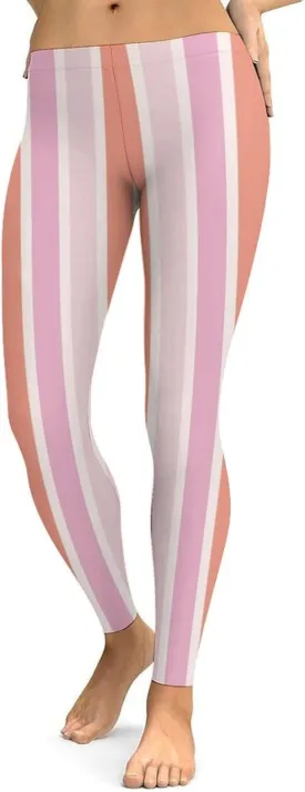 Pastel Colorful Stripes Leggings Workout Leggings for Women Tummy Control