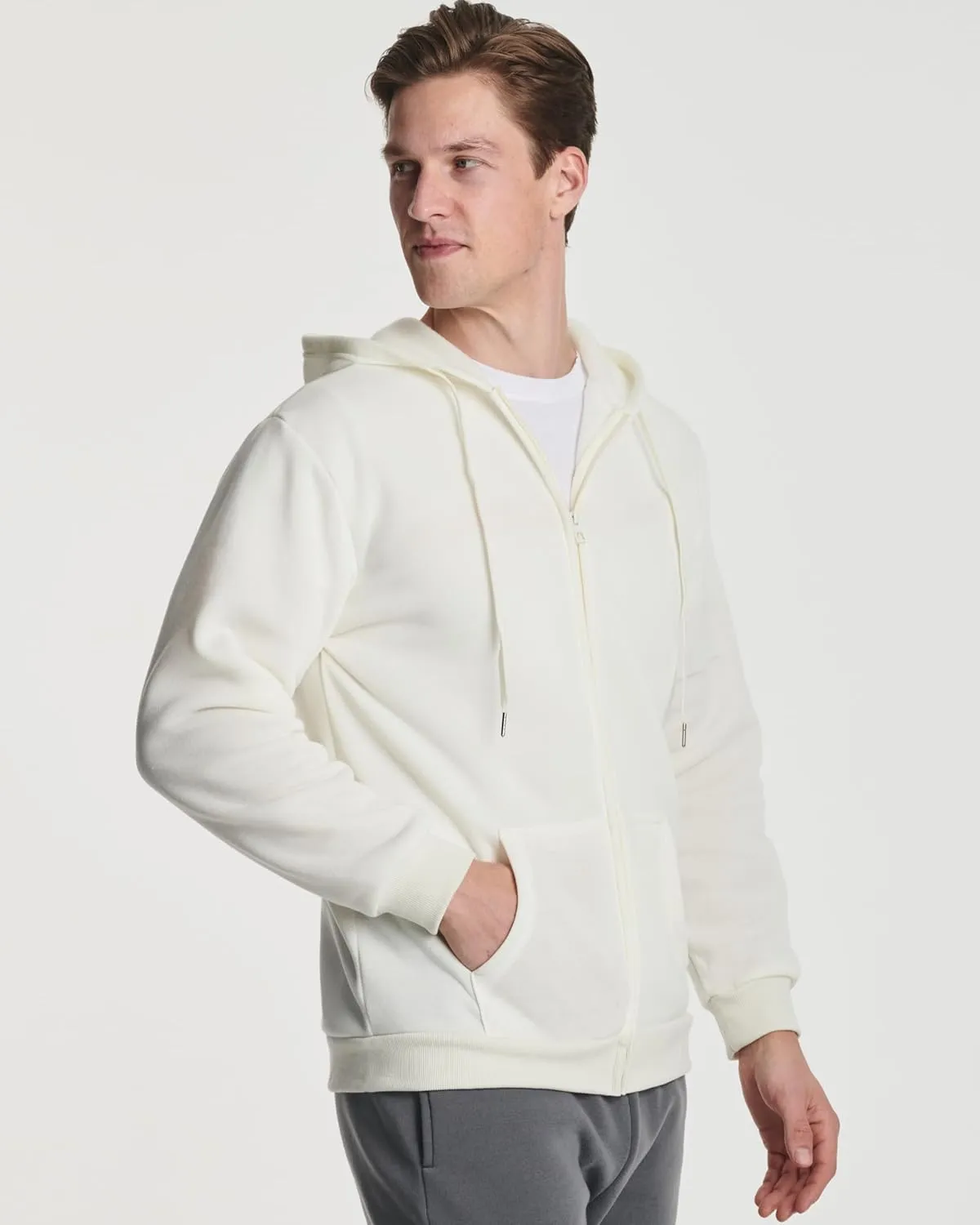 Real Essentials 3 Pack: Mens Fleece Long Sleeve Full Zip Hoodie - Athletic Sweatshirt Jacket (Available in Big & Tall)