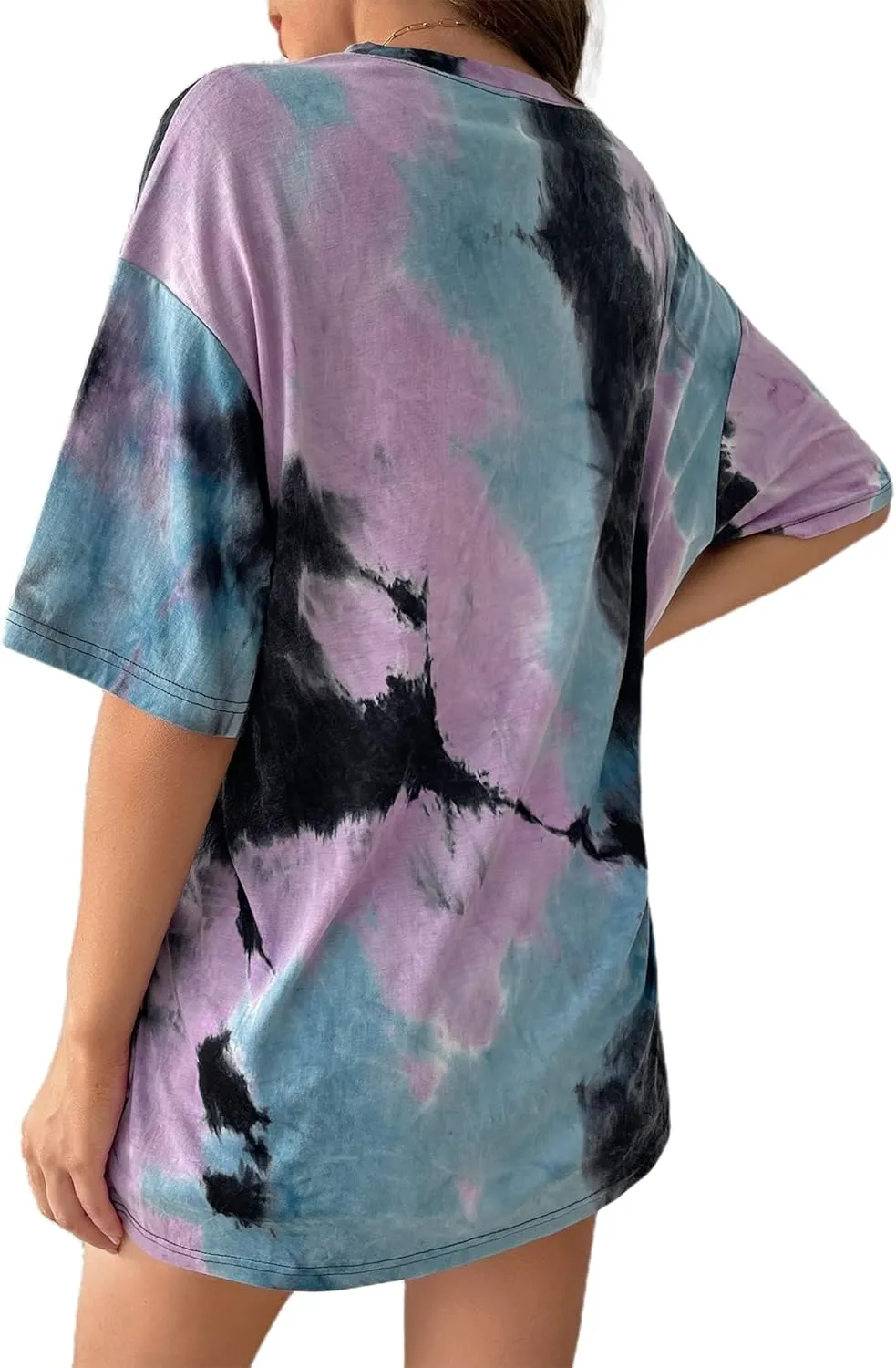 Remidoo Women's Casual Crewneck Short Sleeve Tie Dye Oversized T Shirt Graphic Tee Top