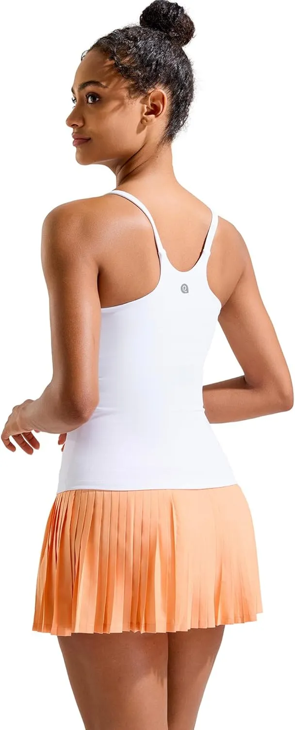 RUNNING GIRL Yoga Tank Tops for Women Built in Shelf Bra B/C Cups Strappy Back Activewear Workout Compression Tops
