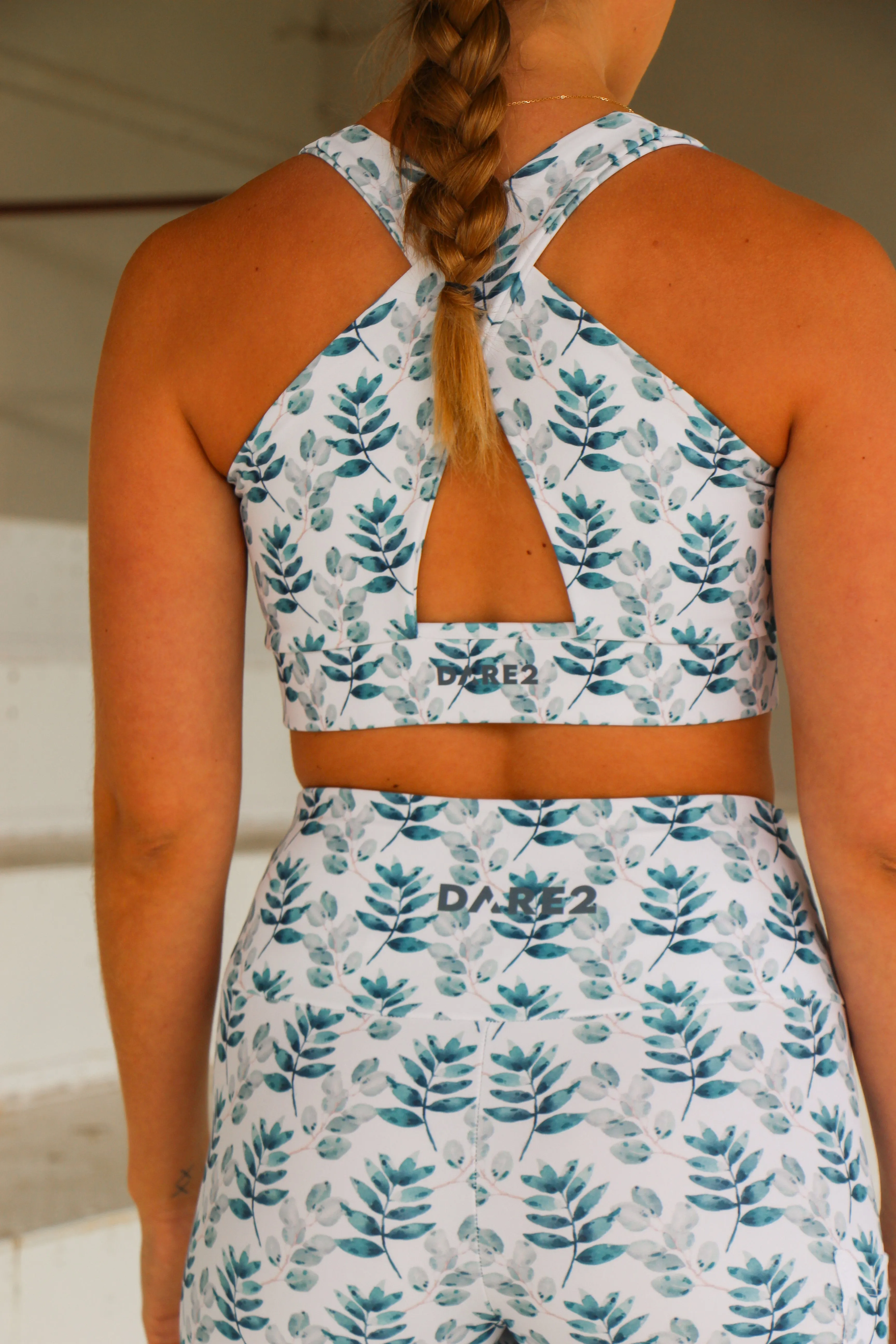 Silver-Green Eucalyptus Cross-Back Sports Bra