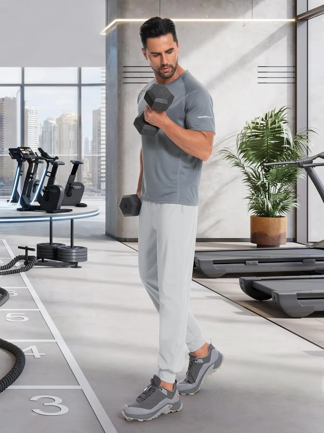 Tall Mens Joggers 32/34/36/38 Inseam Extra Long Sweatpants with 3 Zipper Pockets Lightweight Athletic Pants