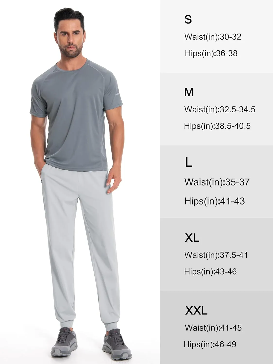 Tall Mens Joggers 32/34/36/38 Inseam Extra Long Sweatpants with 3 Zipper Pockets Lightweight Athletic Pants