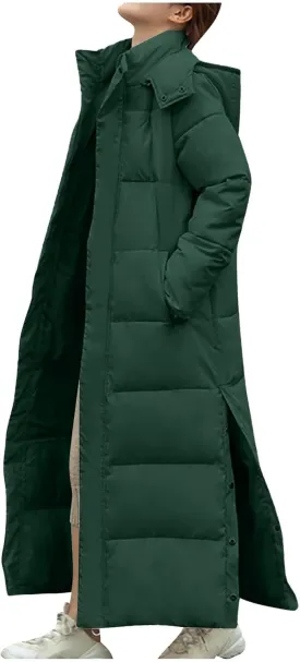 Women Down Puffer Coat Long Lightweight Jacket with Hood Bubble Coat Plus Size Quilted Parka Winter Hoodies