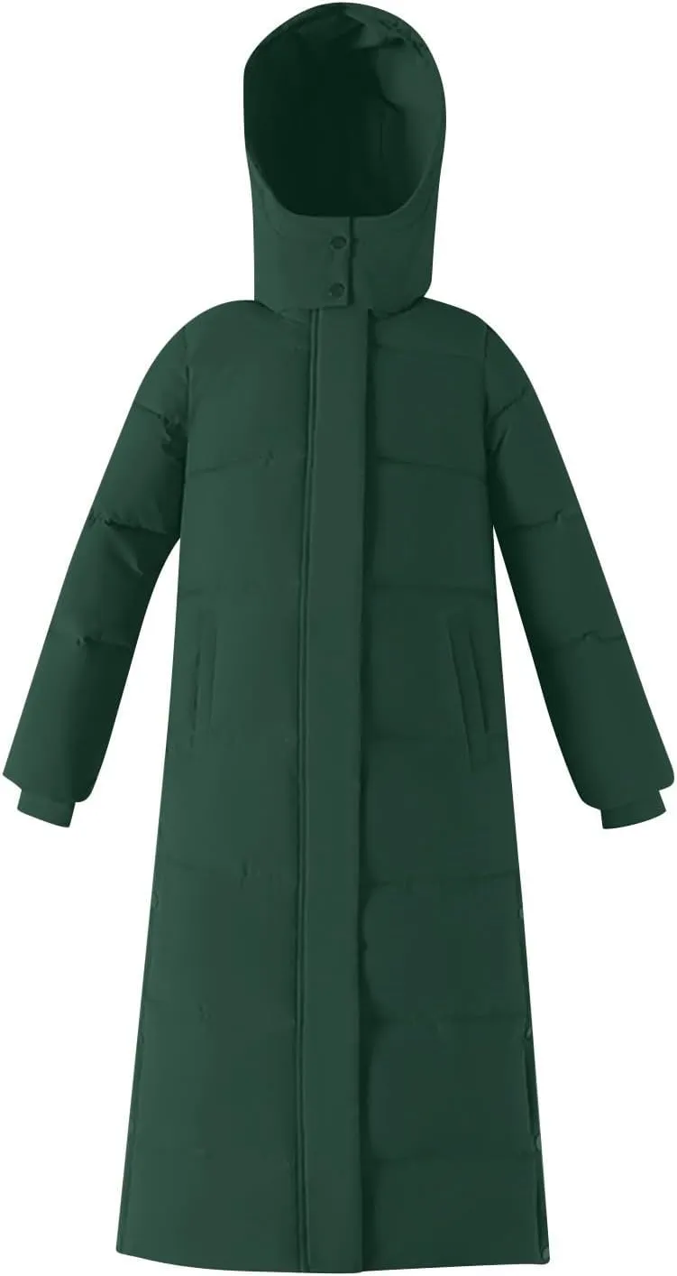 Women Down Puffer Coat Long Lightweight Jacket with Hood Bubble Coat Plus Size Quilted Parka Winter Hoodies