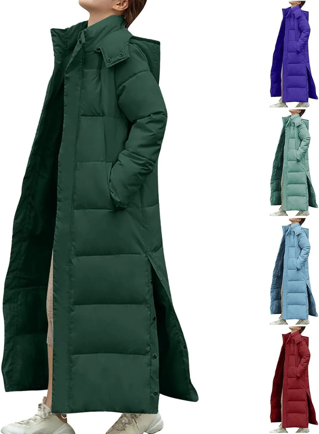 Women Down Puffer Coat Long Lightweight Jacket with Hood Bubble Coat Plus Size Quilted Parka Winter Hoodies