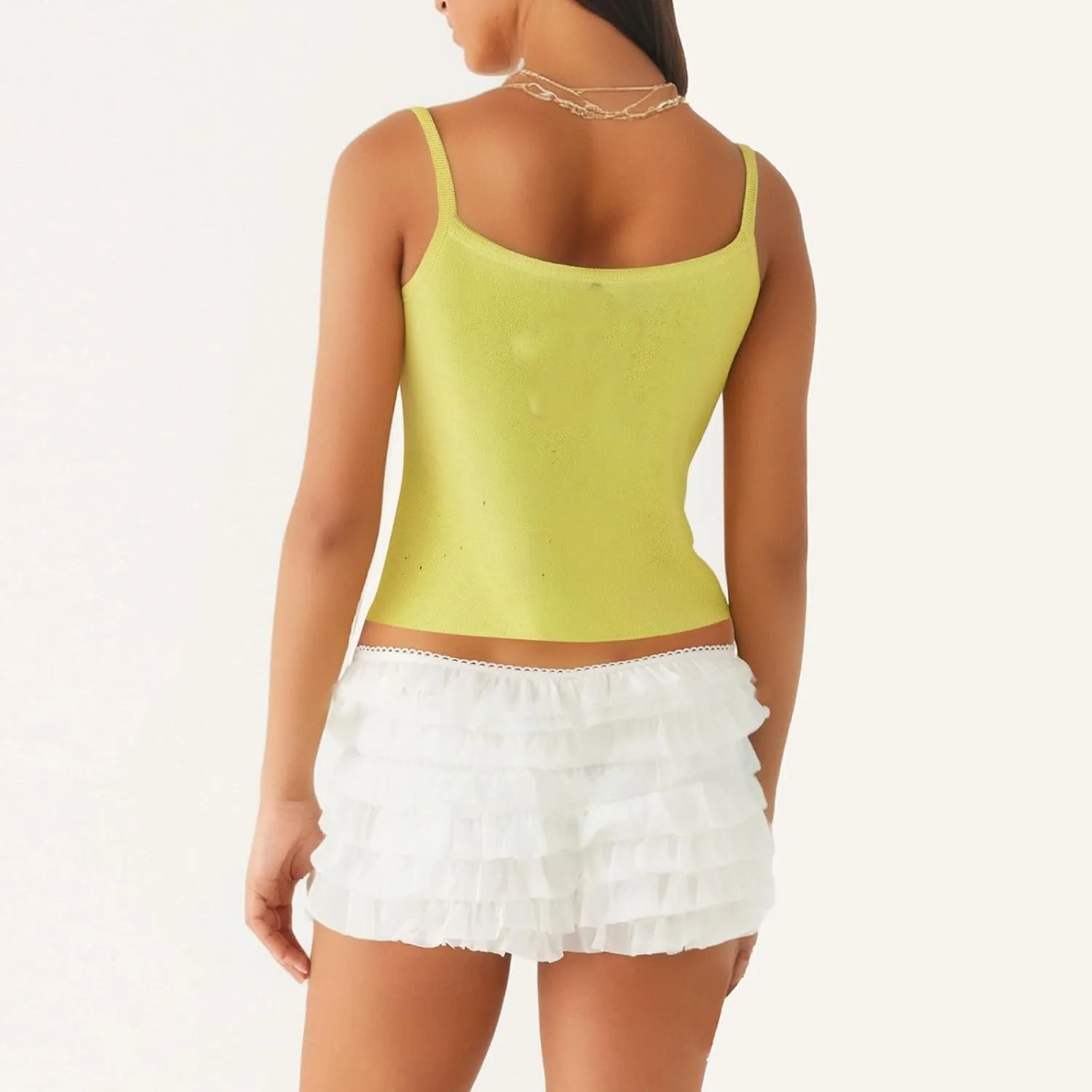 Women Starfish Knit Tank Top Y2k Teen Girl Sleeveless Backless Cropped Top Spaghetti Strap Slim Fit Cami Tops