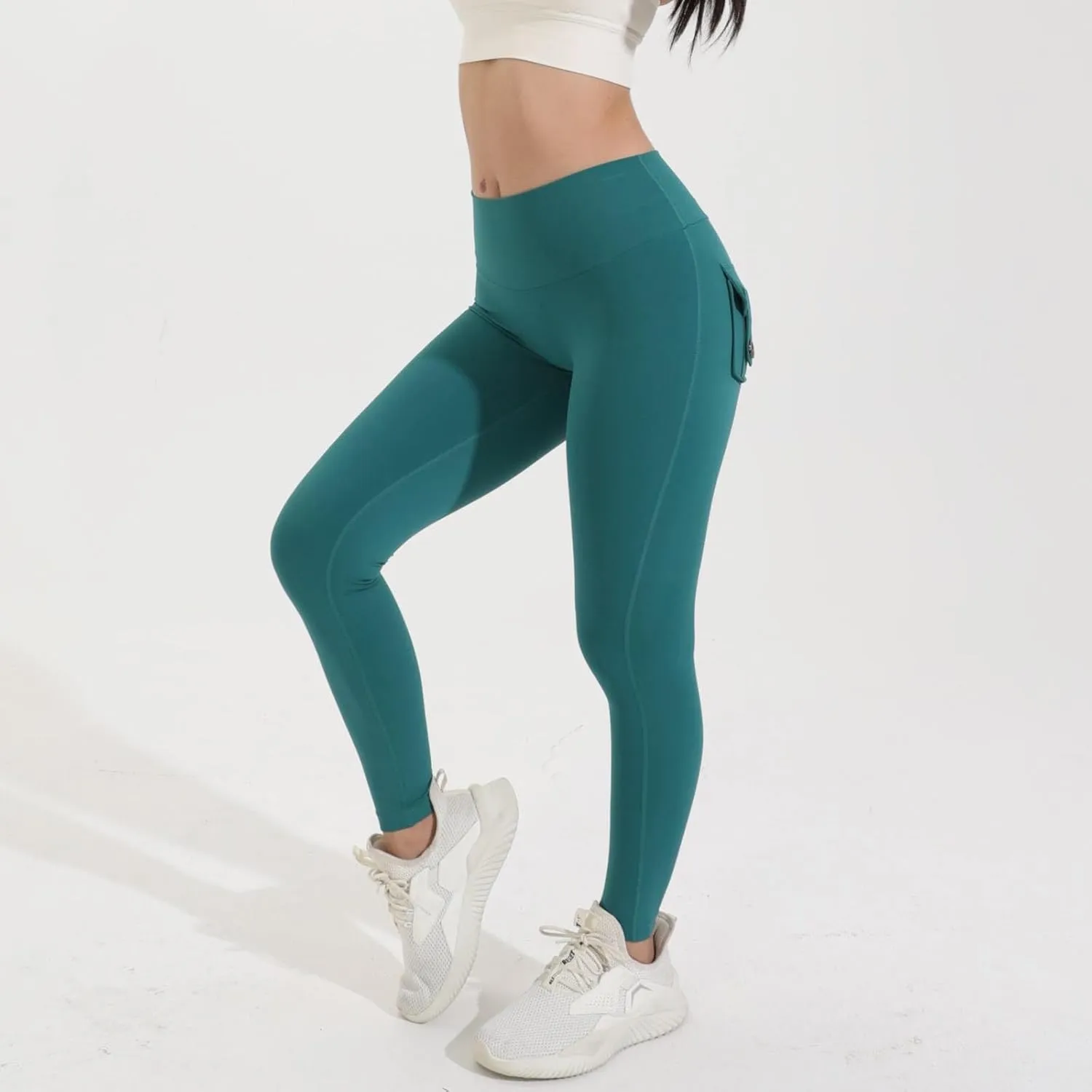Women's Cargo Yoga Leggings High Waist Workout Butt Lifting Leggings Tummy Control Running Sports Pants with Pockets