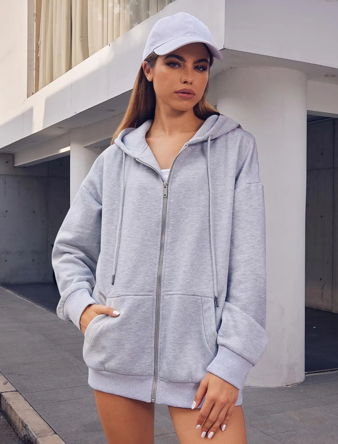 Zeagoo Women's Oversized Zip Up Hoodies Fleece Jacket Casual 2025 Fall Winter Sweatshirts Y2K Hoodies